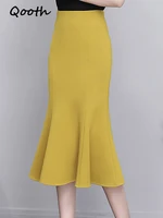 zeolore 2022 summer womens solid trumpet midi length skirt dark colorful skirt elegant high waist skirt qt1779