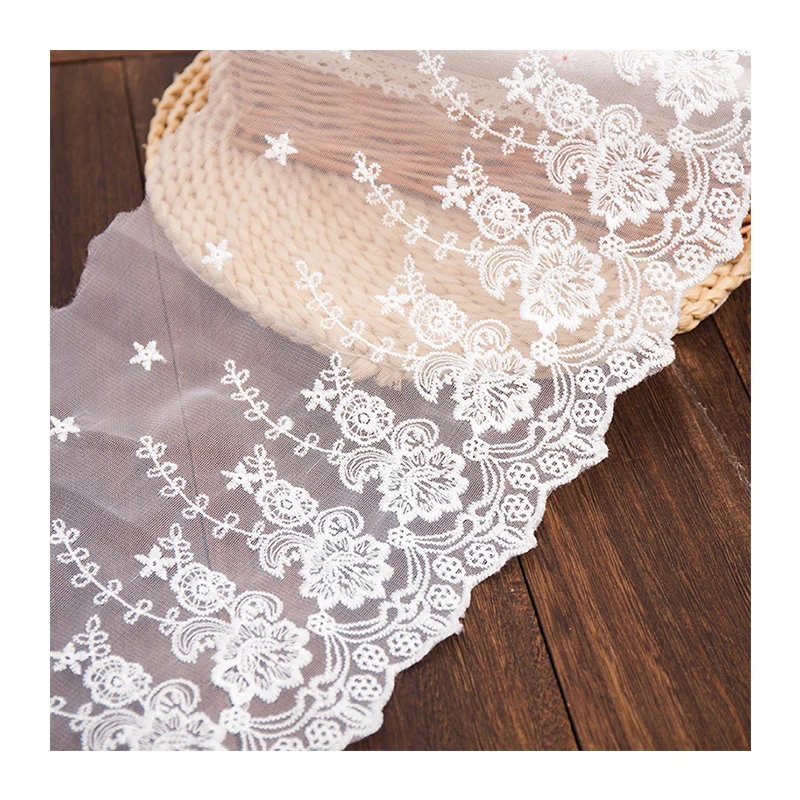 

47cm Black Lace White Embroidery Mesh Fabric By 1 Yard For Sewing Dress Diy Curtain Doll Clothing Clothes Stitching