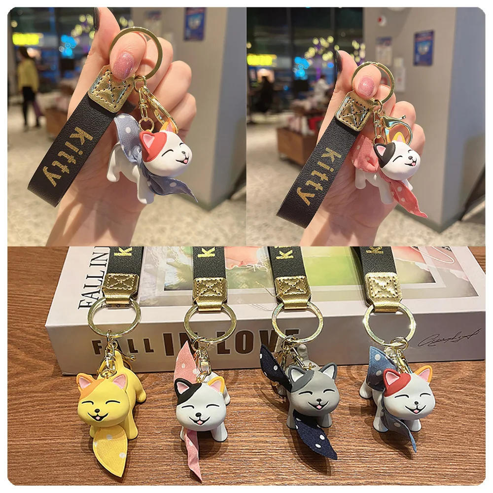 Купи Cute Cat Keychain Animal Model Cartoon Dolls Toys Keychain Car KeyRing Bag Pendant Ornaments Accessories Kids Gifts за 60 рублей в магазине AliExpress