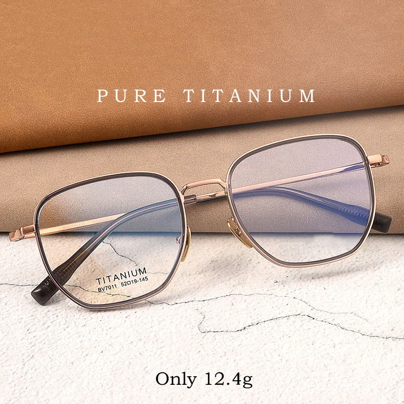 

CHFEKUMEET Ultra Light 12.4g Pure Titanium Eyeglasses Frames Retro Myopia Optical Prescription Glasses Frame Men and Women