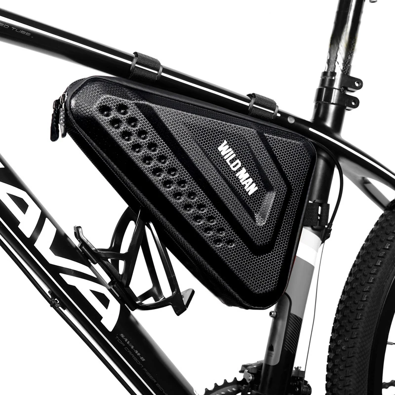 

Треугольная сумка для велосипеда WILD MAN, Жесткий Чехол из ЭВА с узором из углерода, 3 литра, водонепроницаемая, для электровелосипеда, аксессу...