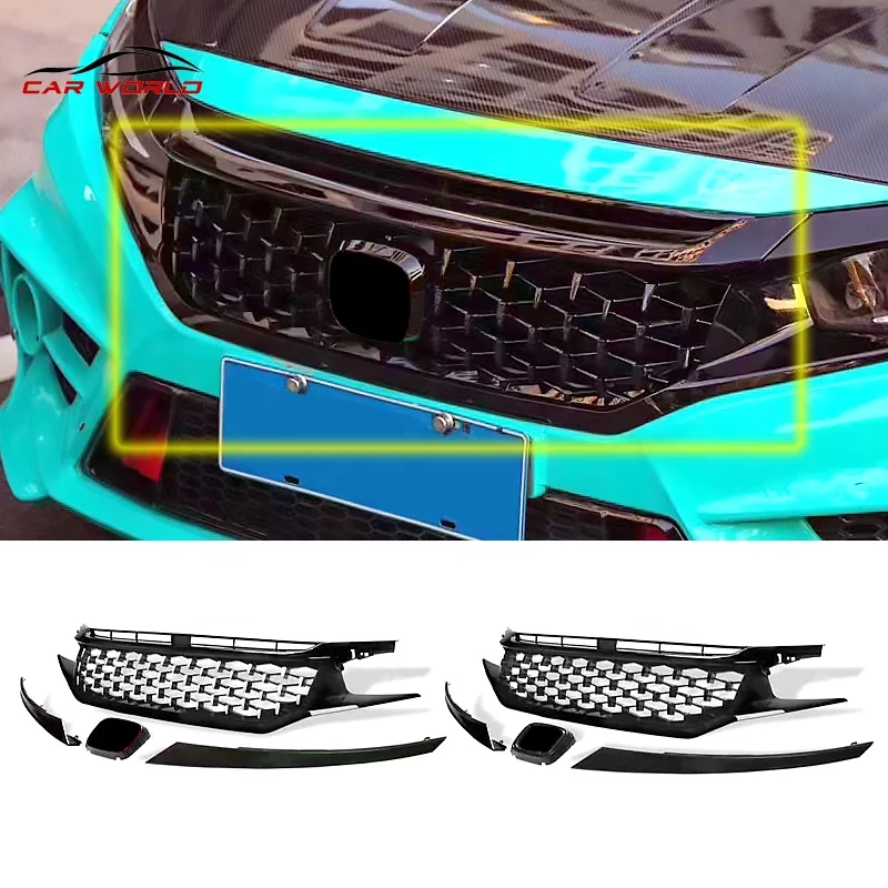 Автомобильная решетка для Honda Civic 2016-2019 Golssy черная переднего бампера АБС-пластик