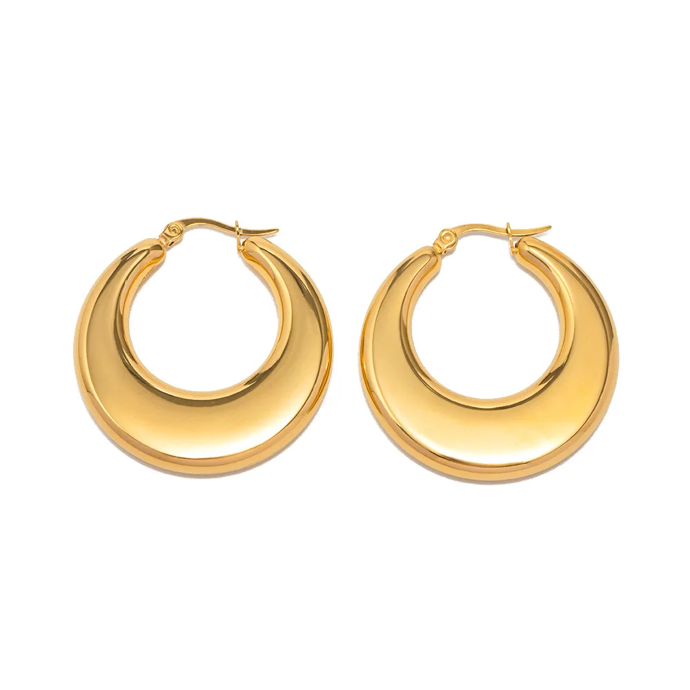 Stainless Steel PVD 18K Gold Plated Tarnish Simply Hoop Earrings  For Woman Jewelry Wholesale 2023 Trendy