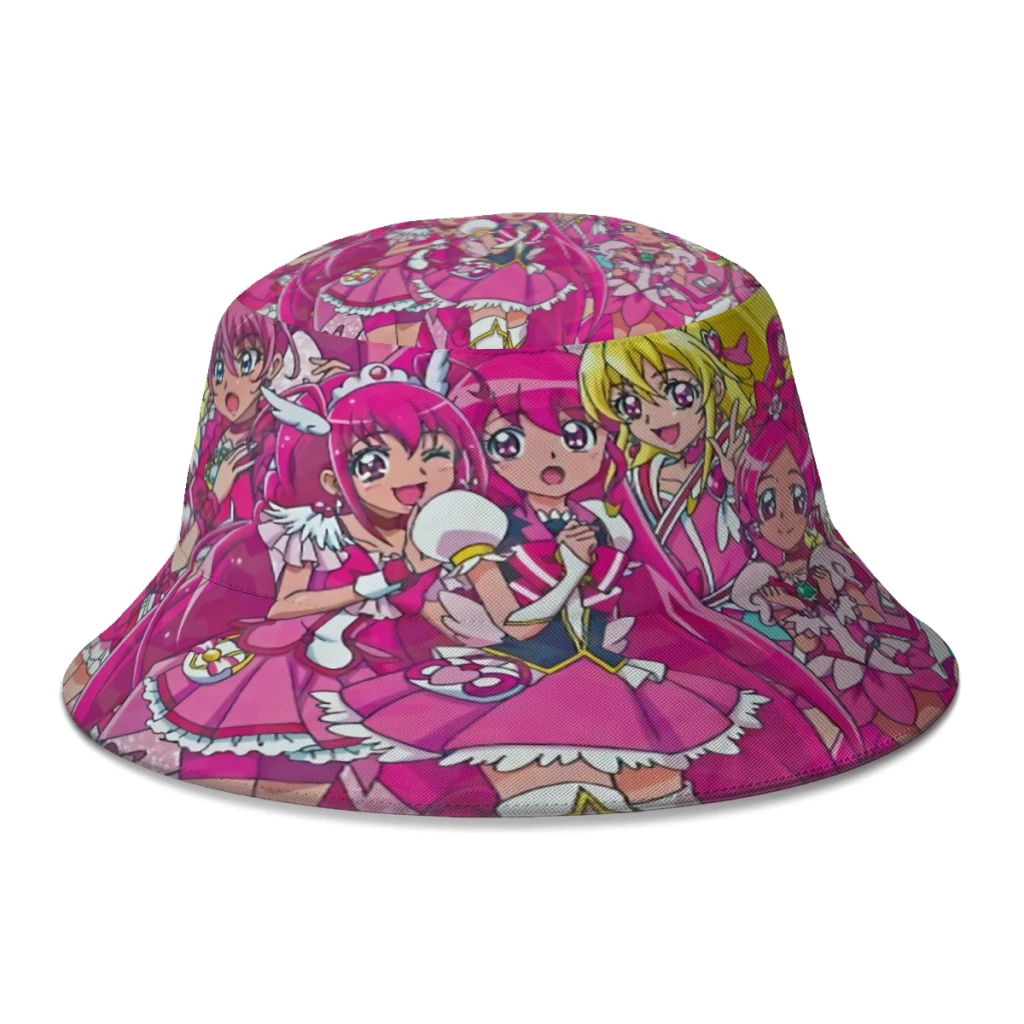 

All Stars Cute Princess Pretty Cure Precure Princess Anime Bucket Hat Women Men Students Foldable Bob Fisherman Hats Panama Cap