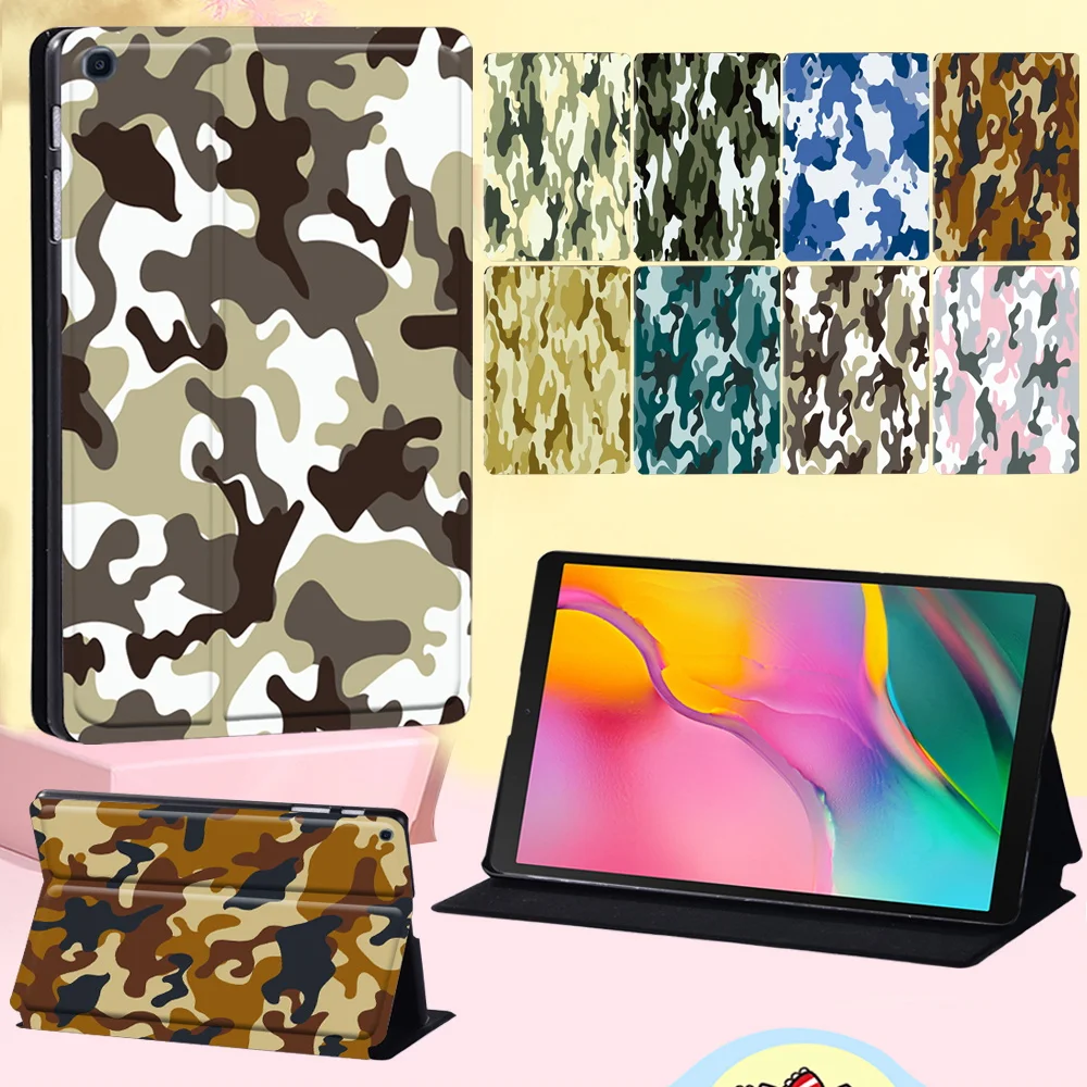 

For Samsung Galaxy Tab A 8.0 (2019) T290 T295 Flip Protective Shell Anti-scratch Camouflage Pattern Leather Tablet Cover Case