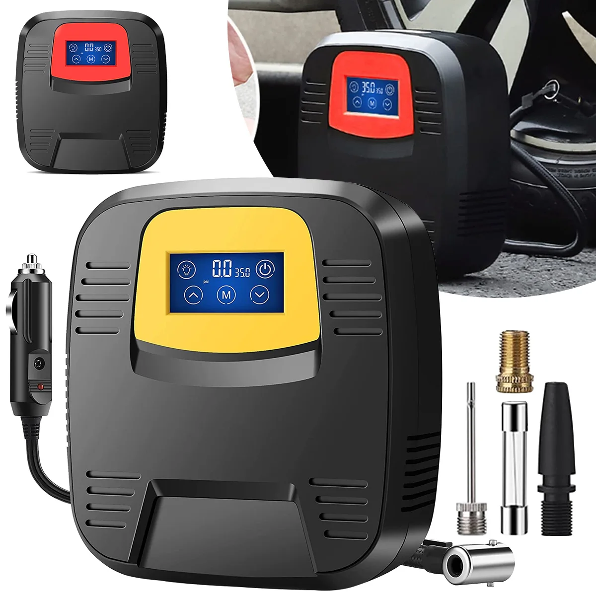 

Digital Tire Inflator DC 12 Volt Car Portable Air Compressor Pump 120 PSI Car Air Compressor for Auto Car Motorcycles Bicycles