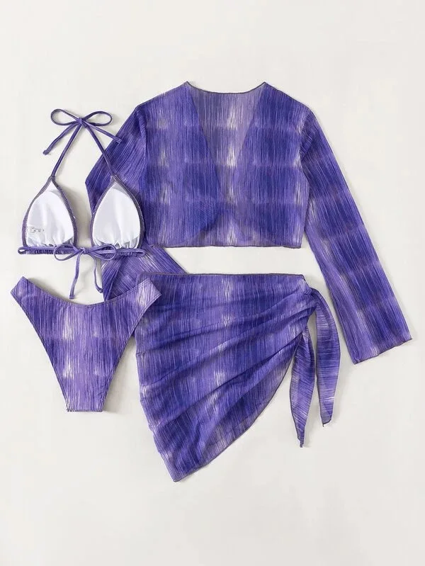 

European and American Sexy Style Swimsuit Beach Bikini Lace-up Split Three-Piece Suit