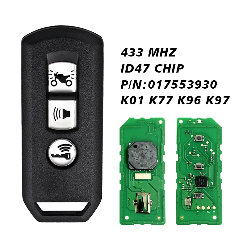 Фото MK0030 Aftermarket 2/3 кнопки умный мотоциклетный брелок 433 МГц ID47 чип K01 K77 K96 K97 для K35V3 ADV SH 150 Forza 300 125 PCX150 №1