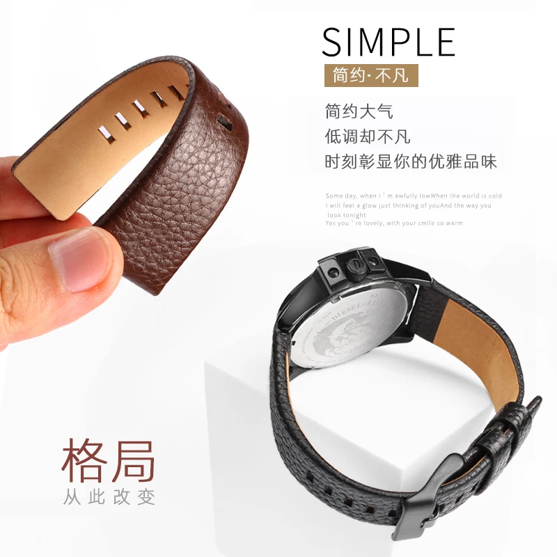 Мужской большой кожаный ремешок для часов Diesel DZ4318 4323 DZ7370 7395 7396 7331 7413 24 мм 26 28