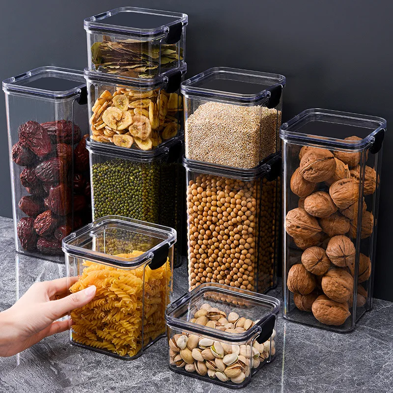 

Food Storage Kitchen Container Plastic Box Jars for Bulk Cereals Kitchen Organizers for Pantry Organizer Jars With Lid Home