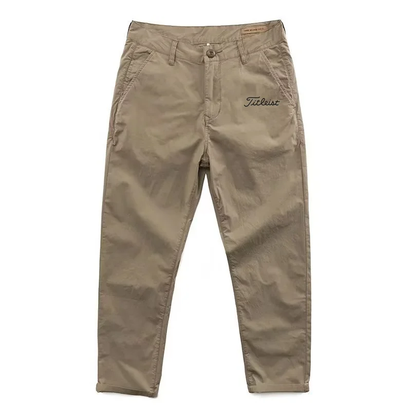 New Men Pants Zipper Pure Spring Autumn Straight Leg Loose Casual Solid Color Golf Men's Fashion 2023