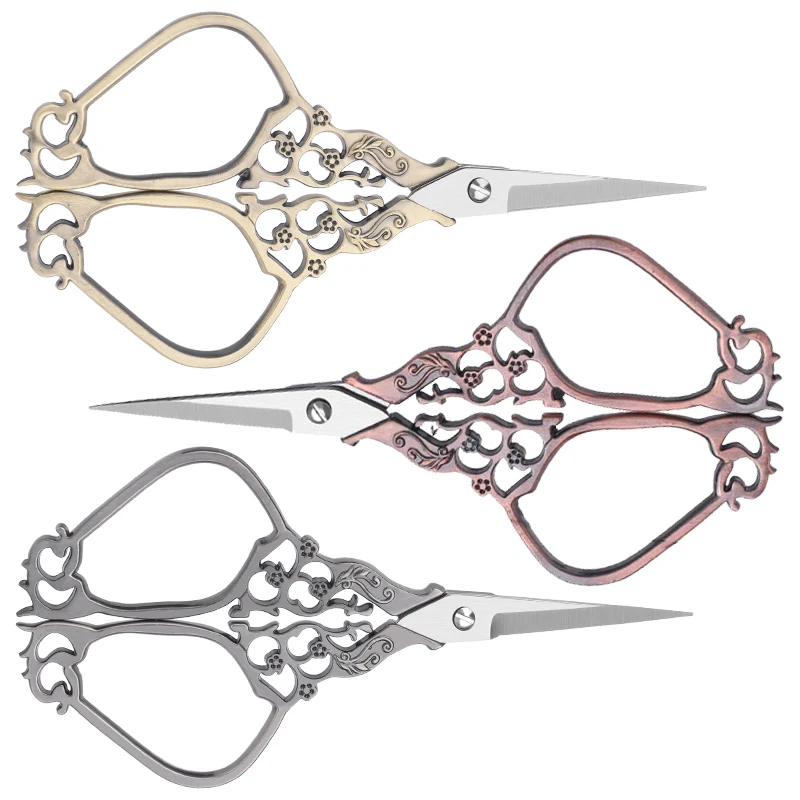 

RORGETO Vintage Floral Pattern Scissors Nail Art Foil Cutter Seamstress Blossom Scissor Antique Sewing Fabric Tool