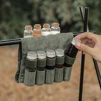outdoor camping picnic spice bottle set seasoning bottle holder condiment container set portable spice bag with 9 spice jars