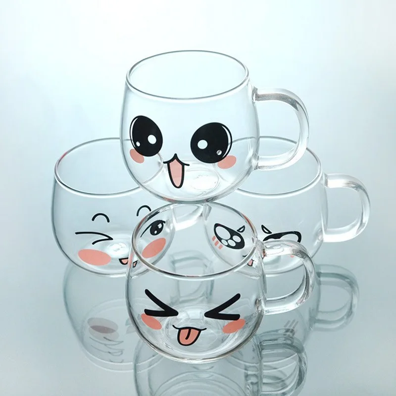 

200Ml Cartoon Glass Mug Heat Resistant Tea Milk Lemon Juice Coffee Water Cup Beer Espresso Coffee Whiskey Cups Home Drinkware