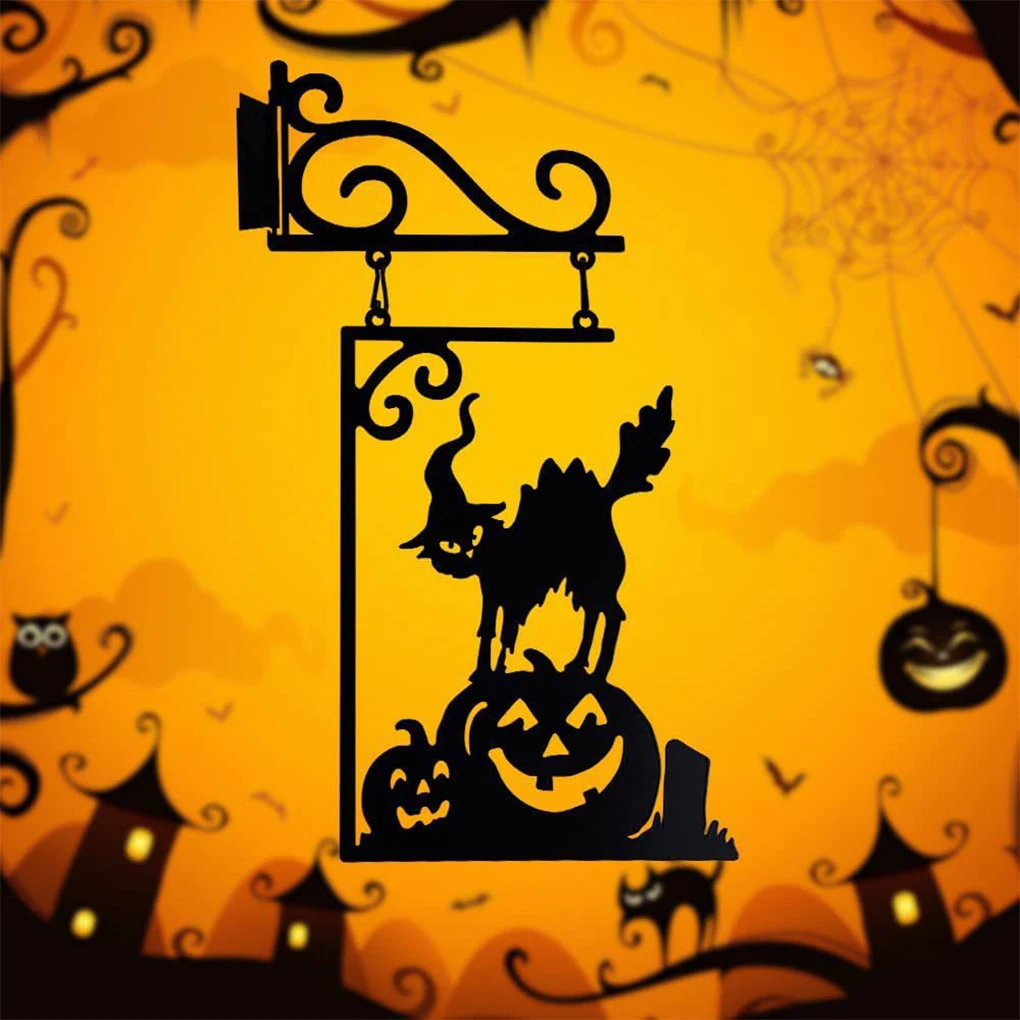 

Hanging Metal Vintage Witch Shape Cast Iron Garden Corner Sign Mysterious Witch Statue Ghost Doorframe Halloween Decoration