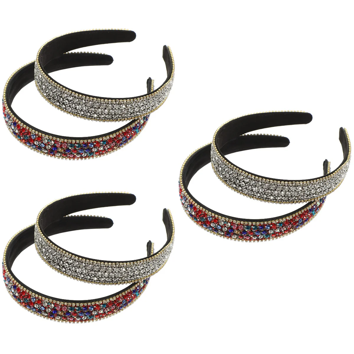 

6 Pcs Bejeweled Headband Rhinestone Studded Womens Headbands Fashion 2.4X13X14.5CM Beaded Padded Embellished Women's