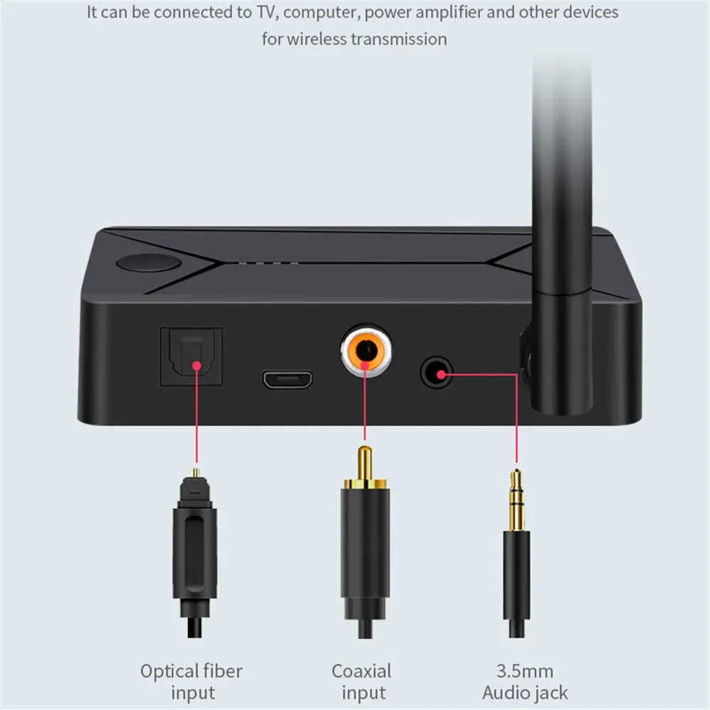 

Bluetooth 5.0 Audio Transmitter USB Dongle 3.5mm RCA AUX Coaxial Optical SPDIF Stereo Music Wireless Adapter For TV PC Speaker
