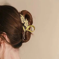 new wheat hair claw green elegant shark clip headdress vintage ponytail claw clip trendy sweet hair clip for girl hair jewelry
