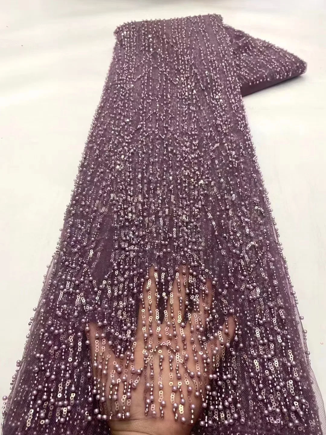 

New Heavy Beaded Laces Fabrics Luxury Handmade Beads Lace High Quality African Hand made of Lace FabricFabric for Sew