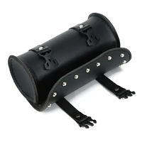 new leather black motorcycle tool bag front fork handlebar saddlebag roll barrel racing tail barrel storage bag