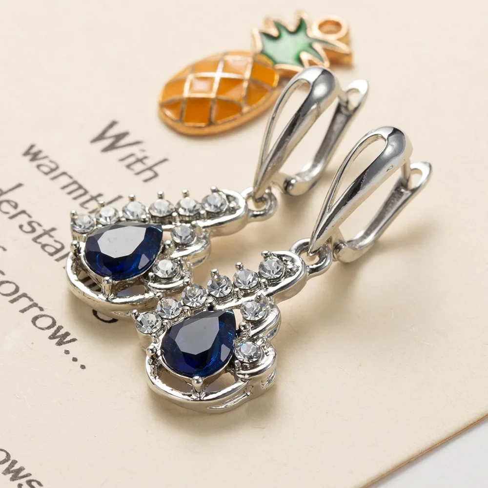 SODORV винтажные ювелирные изделия с синим цирконом обручальные свадебные серьги