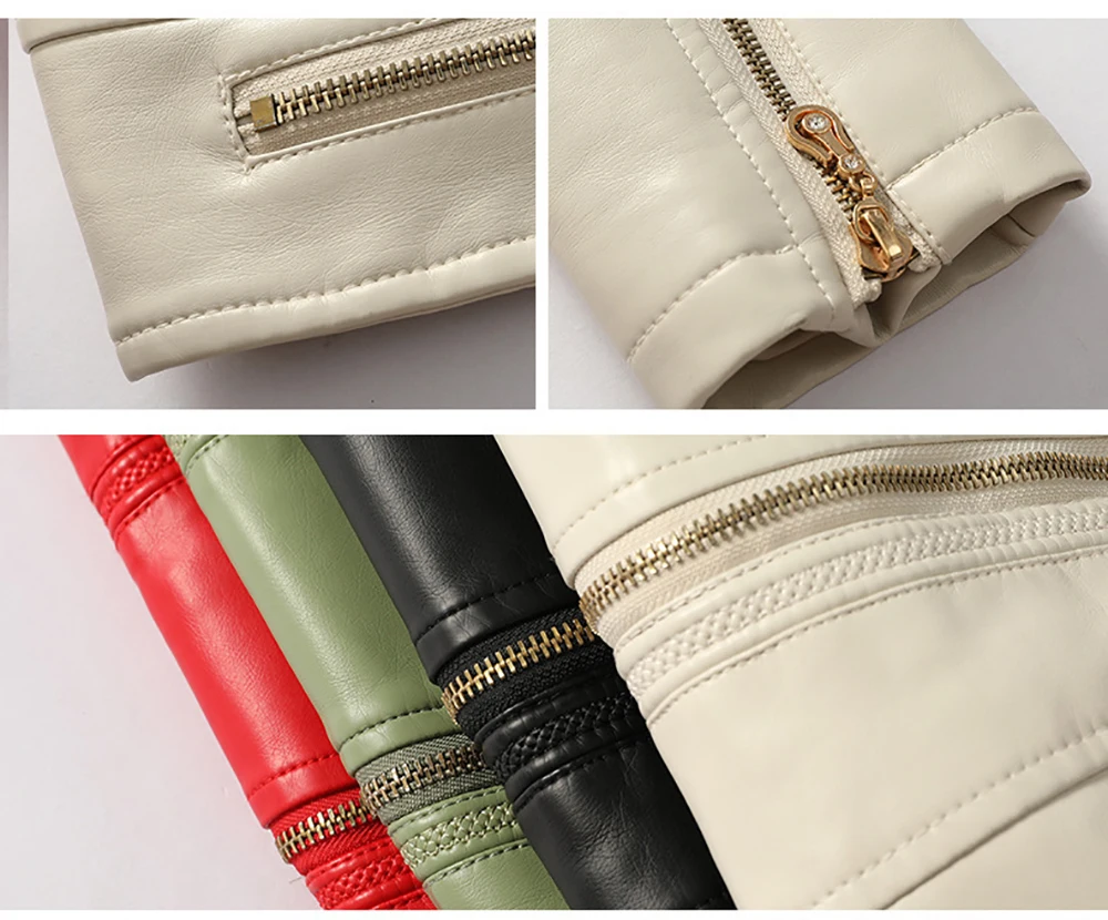 Kenntrice Women's Biker Jacket 2022 Spring Autumn Oversize Thin Slim Fit Stylish Lady Turn-down Collar PU Faux Leather Jacket