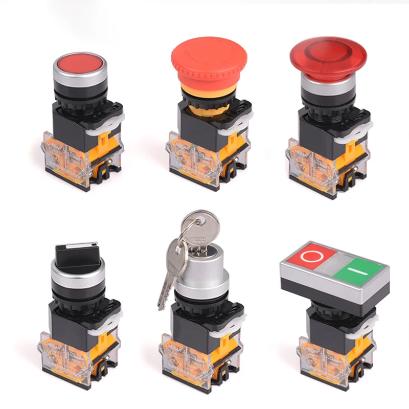 

LA38-22mm button switch self-reset self-locking emergency stop rotary jog switch start control switch mushroom waterproof button