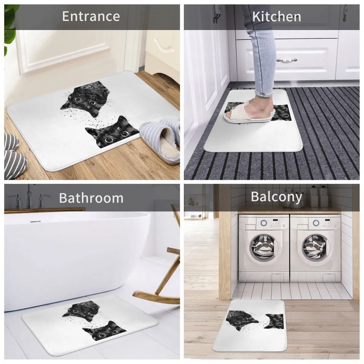 

Дверной коврик, декор с кошкой 3D ковер для ванной, нескользящий, водо-и маслостойкий, для входной, гостиной, кухни