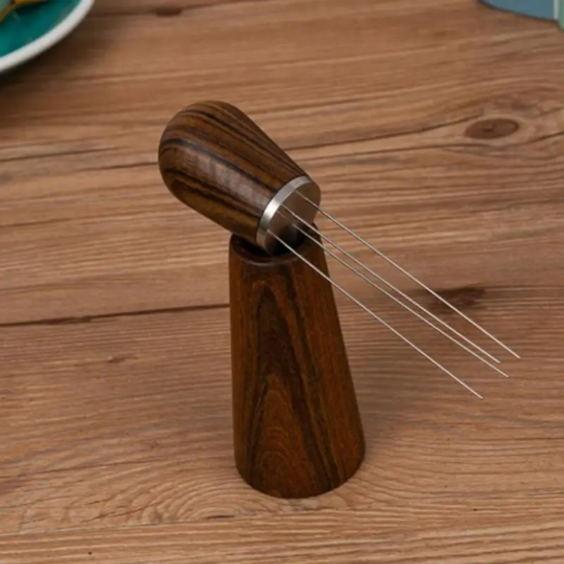 

Four-needle Coffee Loose Powder Machine Wooden Seat Espresso Machine Cloth Powder Needle Stainless Steel Device Kitchen Tools