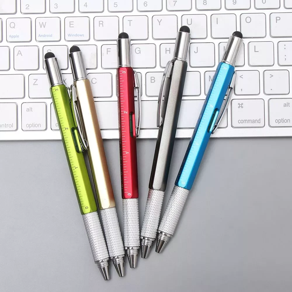 

Multi-functional Capacitive Pen with Screwdriver Spirit Level Ballpoint Pen Mobile Phone Screen Touch Gadgets Construction Tools