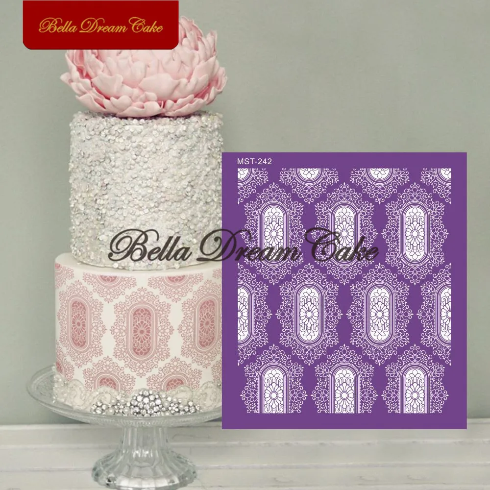 

Retro Relief Frame Design Mesh Stencils Royal Cream Mould Fabric Cake Border Template For Wedding Cake Decorating Tools Bakware