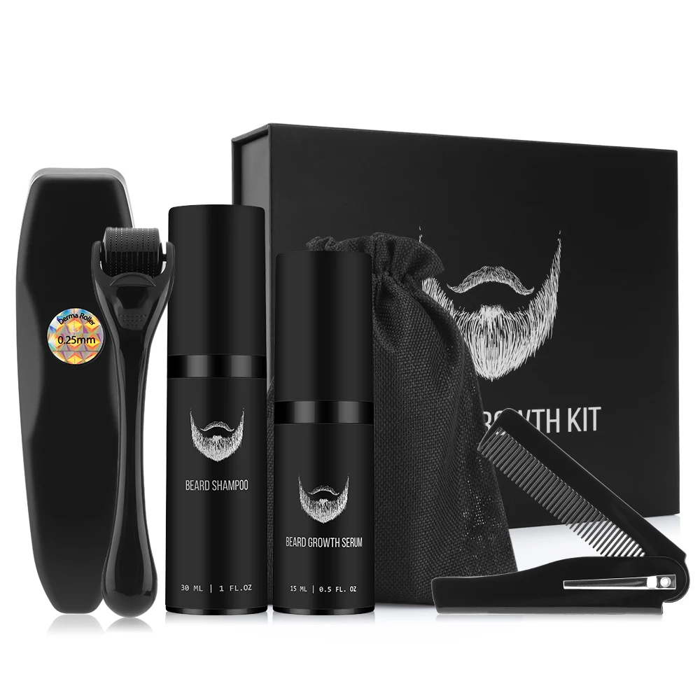 

4pcs / Set The Men Beard Growth Kit Barbe Care Roller for Grow Fast Hair Products Enhancer Essentital Oil Serum Comb Barba