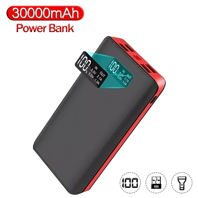 

NEW2023 Power Bank 30000mAh QC PD 3.0 Fast Charge PoverBank 30000 mAh Power Bank External Battery for iPhone with USB Flashlight