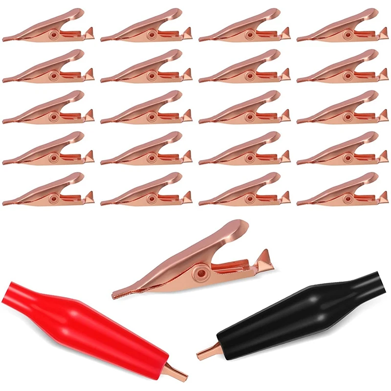 

20 Mini Toothless Alligator Test Clips,Solid Copper Clips Electrical, 5Amp With Protective Insulation Cover For Solder