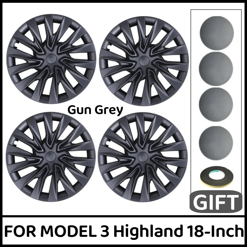 

4 шт. 18-дюймовые колпаки ступиц для Tesla Model 3 Highland Version 2024, сменная крышка ступицы колеса, полная крышка обода, аксессуары