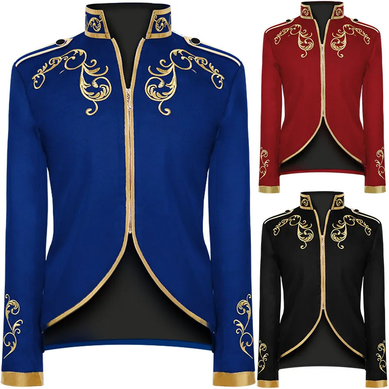

Halloween Medieval Costume Retro Dress Court Prince Embroidered Men's Coat