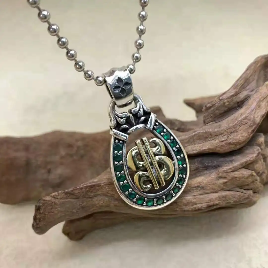 Мужская и женская цепочка с подвеской в виде символа доллара серебро 925 пробы