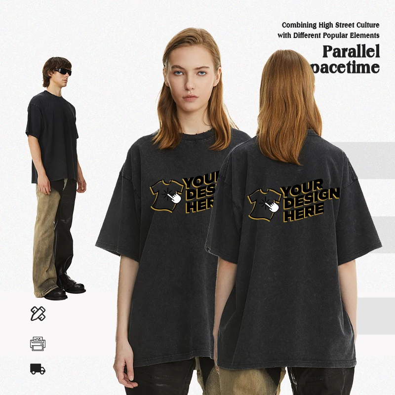 Бесплатный индивидуальный логотип тяжелые футболки из 100% хлопка 260 г/м2 хлопковые