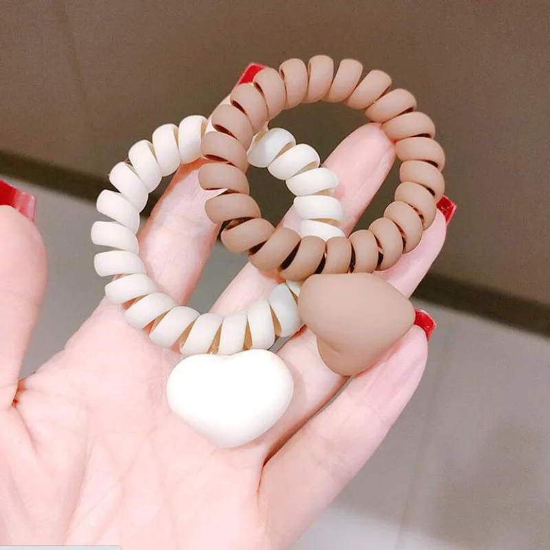 

New Fashion Matt Solid Telephone Wire Elastic Hair Band Frosted Spiral Cord Rubber Band Hair Tie Stretch Head Band Gum