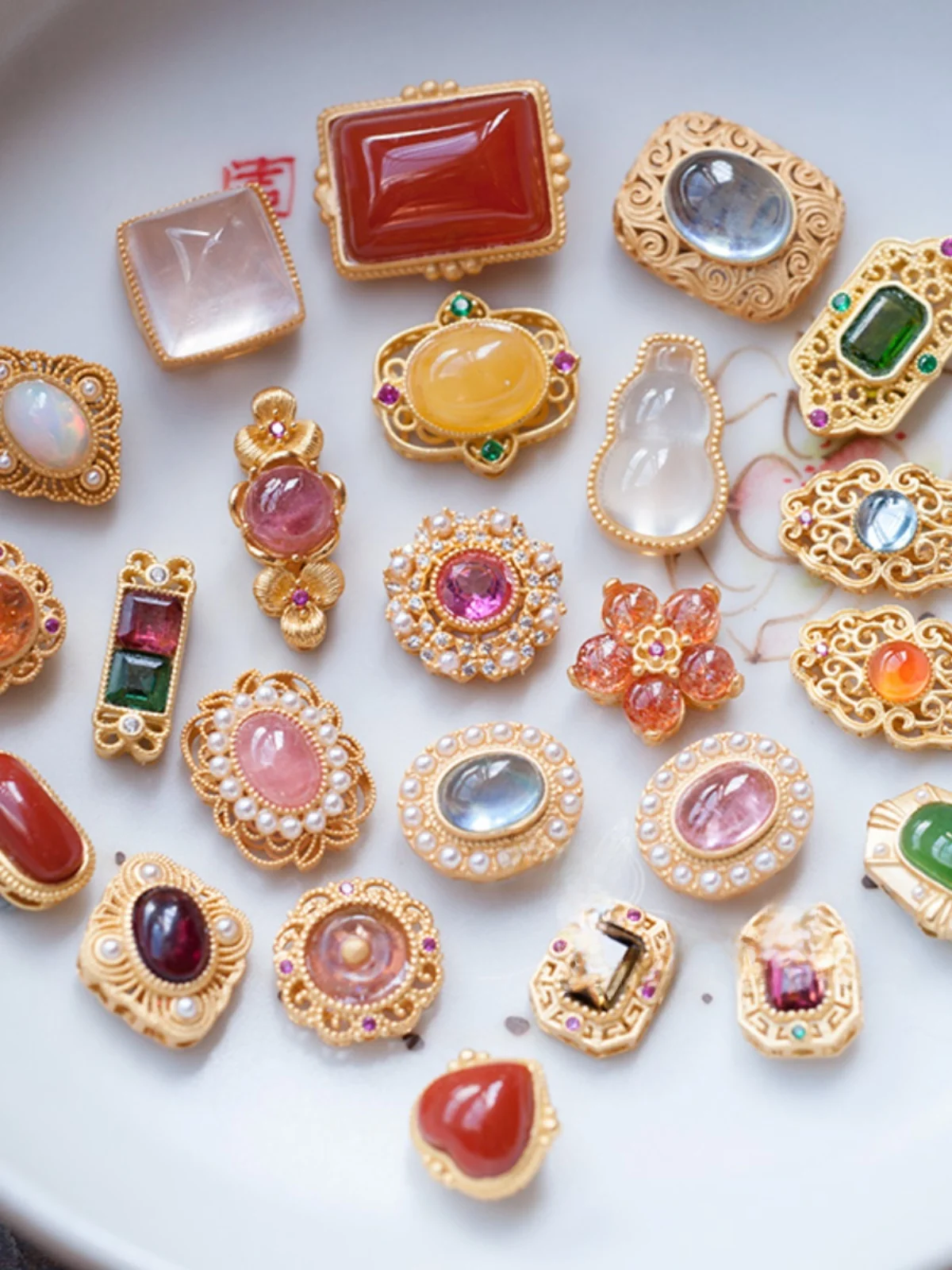 Бамбуковая слива инкрустированный пчелиным воском яшма аквамарин турмалин