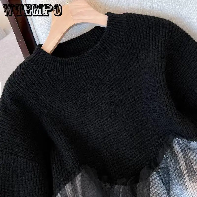 Женский сетчатый свитер осень-зима новый вязаный пуловер женские свободные