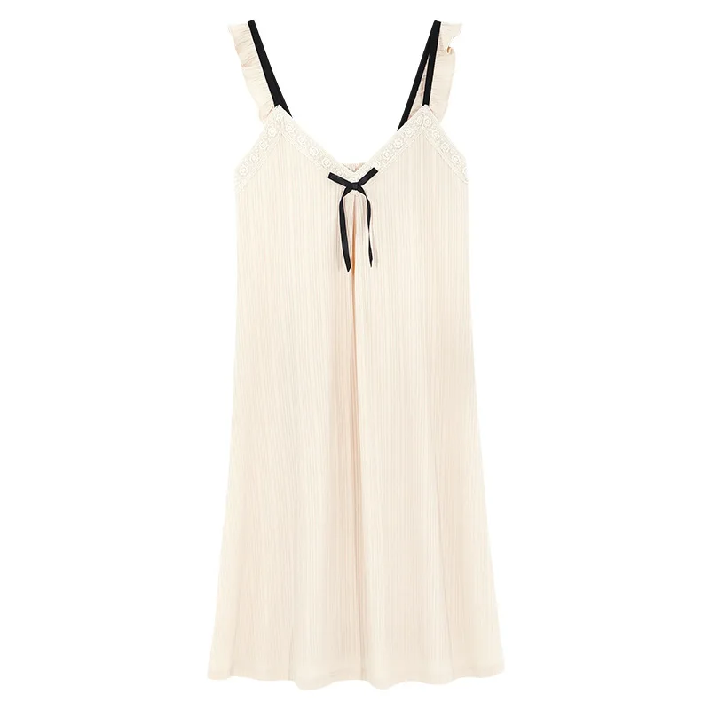 Summer Women's Sleeveless Sling Pajamas Sexy and Cute Style Korean Version of The Nightdress Casual Cotton Loose Dress Sleepwear