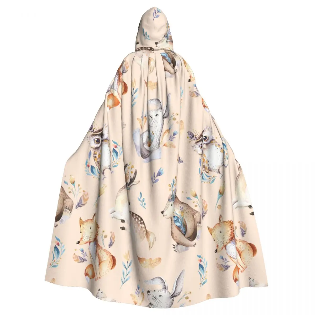

Watercolor Boho Cute Baby Fox Animal Rabbit And Bear Adult Cloak Cape Hooded Medieval Costume Wicca Elf Purim Carnival Party
