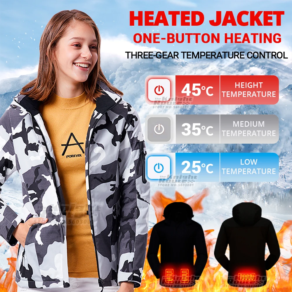 

Winter Electric Heated Jackets Motorcycle Coat Motorbike Jacket USB Heating Vest Moto Biker Outdoor Thermal Warm Jackets Women