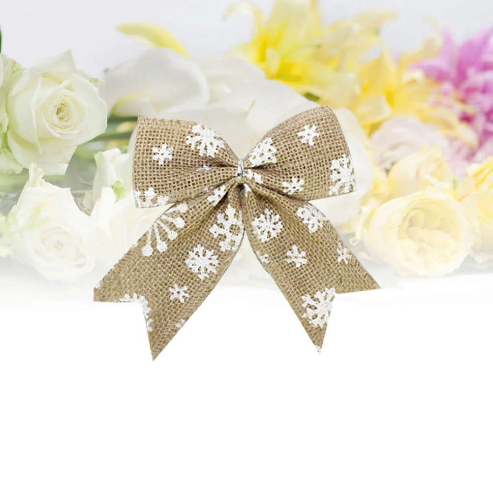 

Burlap Bows Christmas Tree Bow Bowknot Rustic Topper Ornament Wreath Ornaments Snowflake Linennatural Flower Decorative Gift