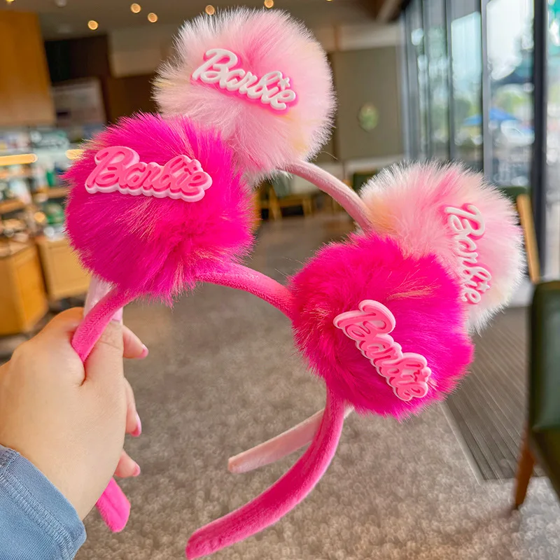 MINISO плюшевый кулон Барби розовые аксессуары для волос повязка на голову с