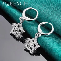 blueench 925 sterling silver pentagram openwork pendant earrings for woman wedding party birthday fashion temperament jewelry