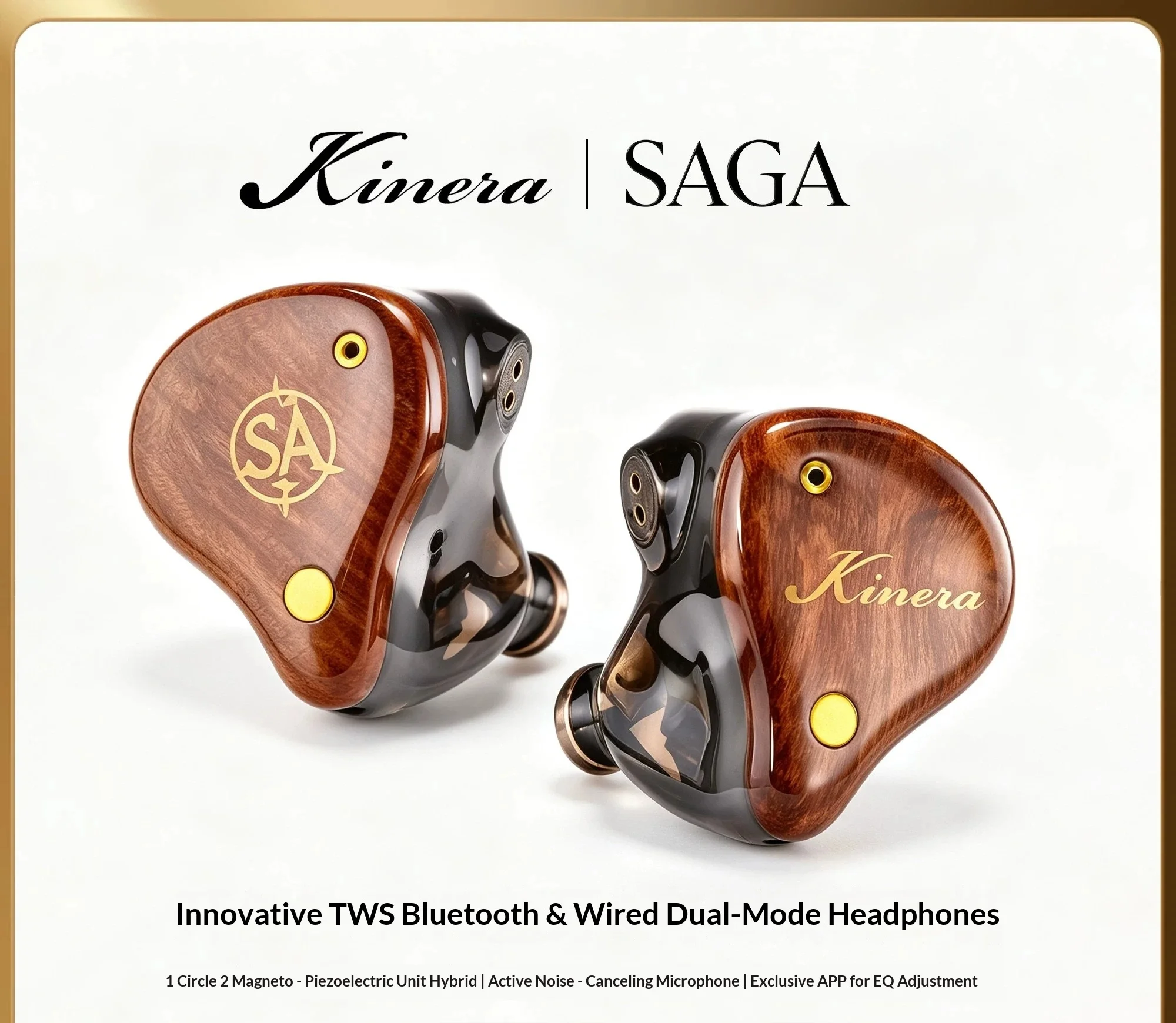 Наушники-вкладыши KINERA SAGA с двойным режимом работы (проводные и Bluetooth), с активным шумоподавлением, Hi-Fi, высококачественные, для ежедневного использования и прослушивания музыки. (art.: 3920dcbd4a904) - 3920dcbd4a904