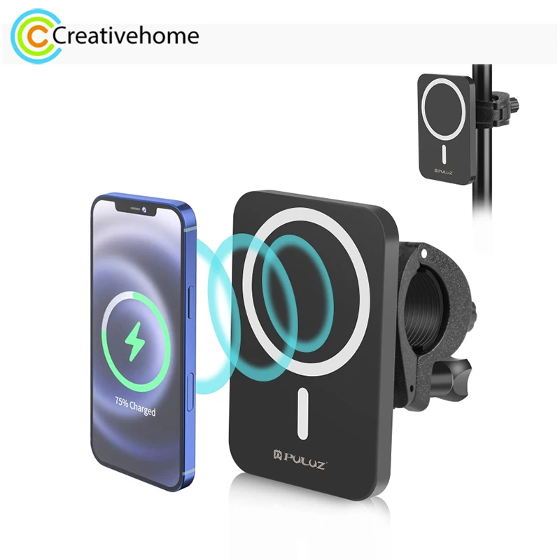 

Беспроводное зарядное устройство PULUZ, 15 Вт, магнитный держатель для iPhone / Xiaomi / Oneplus / Google / OPPO /vivo / Samsung