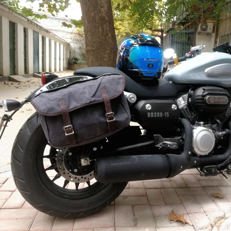 

Motorcycle Bag Multi-functional Commuting Side Universal Waterproof Canvas Haversack Knight Saddle